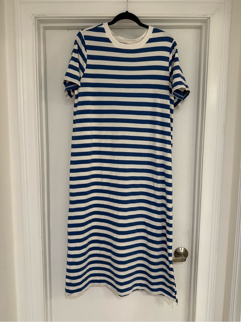 Old Navy Blue and White Striped Maxi T-Shirt Dress